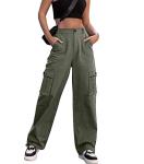 High Waisted Green Cargo Pants with Pockets