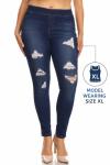 Jvini Women's Plus Size Ripped Denim Jeggings