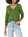 Lightweight Green V-Neck Sweater for Women, X-Large