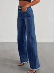 High Waisted Stretchy Mom Jeans - Deep Blue