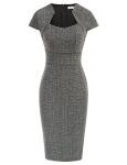 Elegant Cap Sleeve Plaid Pencil Dress for Work