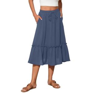 Witsmile High Waisted Midi Skirt with Pockets