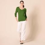 Lightweight Green V-Neck Sweater for Women, X-Large