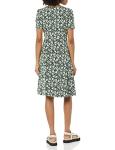 Women's Dark Green Floral Fit and Flare Dress