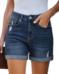High Waisted Blue Jean Shorts with Pockets