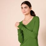 Lightweight Green V-Neck Sweater for Women, X-Large