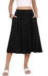 Black High Waisted Midi Skirt with Pockets