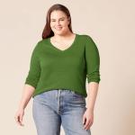 Lightweight Green V-Neck Sweater for Women, X-Large