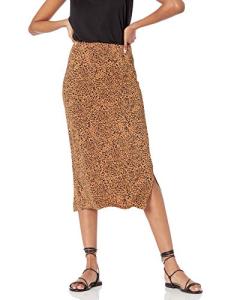 Pull-On Knit Midi Skirt in Dark Camel Leopard