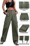 High Waisted Green Cargo Pants with Pockets