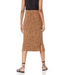 Pull-On Knit Midi Skirt in Dark Camel Leopard