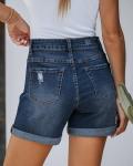 High Waisted Blue Jean Shorts with Pockets