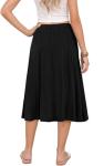 Black High Waisted Midi Skirt with Pockets