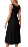 WIHOLL Black Sleeveless Flowy Midi Maxi Dress