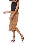 Pull-On Knit Midi Skirt in Dark Camel Leopard