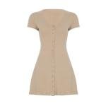 Sexy Deep V Neck Button Front Mini Dress