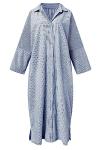 Chouyatou Women's Striped Cotton Maxi Shirt Dress