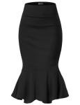 Black Fishtail Pencil Skirt for Women - XL