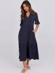 ANRABESS Women's Navy Blue Ruffle Maxi Dress