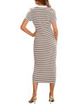 BTFBM Women’s Striped Midi Dress with Buttons