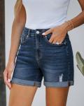 High Waisted Blue Jean Shorts with Pockets