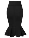 Black Fishtail Pencil Skirt for Women - XL