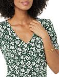 Women's Dark Green Floral Fit and Flare Dress