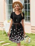 Zeagoo Women’s Black Floral A-Line Summer Dress