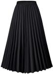 Black Pleated Midi Skirt for Women