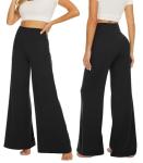 Wide Leg Palazzo Pants for Women - Comfy Black Trousers