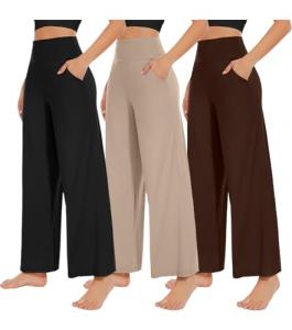 3 Pack Women's Wide Leg Pants with Pockets