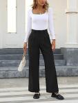 High Waisted Straight Leg Work Pants for Women