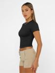 Trendy Black Short Sleeve Crop Top for Women