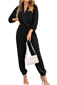 PrettyGarden Women's V Neck Long Sleeve Jumpsuit