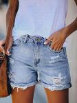 Pink Queen Distressed Ripped Jean Shorts for Women