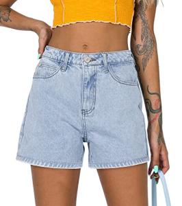 High Waisted Light Blue Denim Jean Shorts