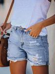 Pink Queen Distressed Ripped Jean Shorts for Women