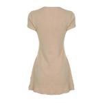 Sexy Deep V Neck Button Front Mini Dress