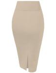 High Waist Stretch Pencil Skirt in Stone