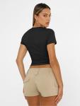 Trendy Black Short Sleeve Crop Top for Women
