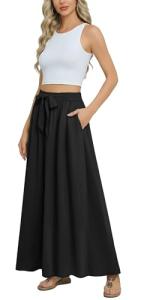Black High Waisted Maxi Skirt with Pockets