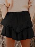 Aoudery High Waist Boho Ruffle Skorts - Black