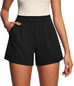 High Waisted Pleated Dressy Shorts for Women