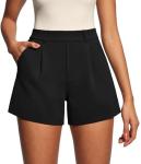 High Waisted Pleated Dressy Shorts for Women