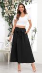 Black High Waisted Maxi Skirt with Pockets