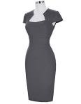 Grace Karin Women's Dark Grey Bodycon Work Dress