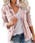 Lightweight Pink Military Jacket with Utility Pockets