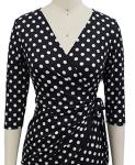 Berydress Women's V Neck 3/4 Sleeve Wrap Dress