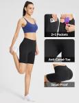 Baleaf Women's Black Biker Shorts with Pockets