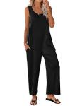 Ekouaer Black Sleeveless Summer Jumpsuit with Pockets